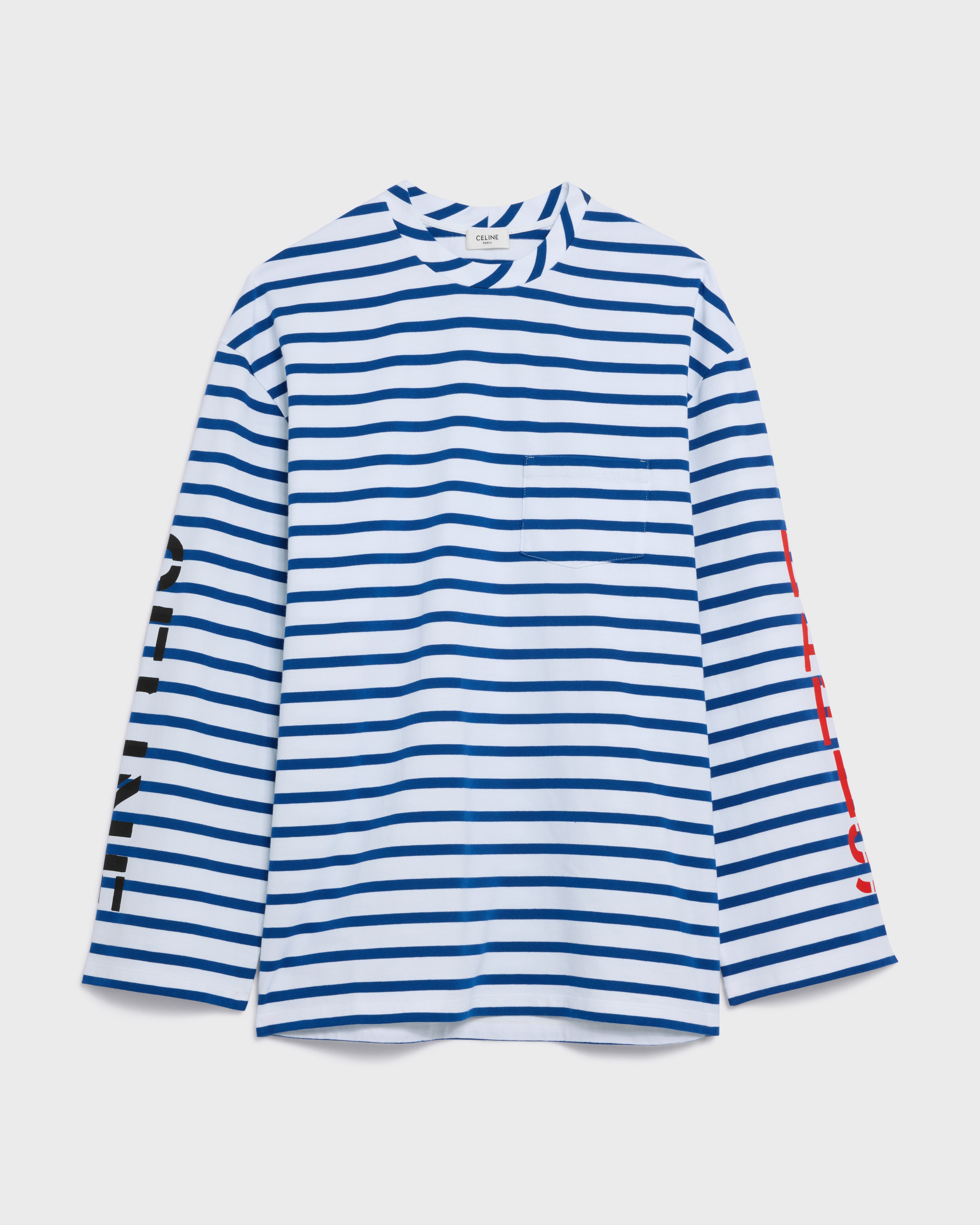 LONG-SLEEVED T-SHIRT IN striped cotton jersey - BLANC/BLEU